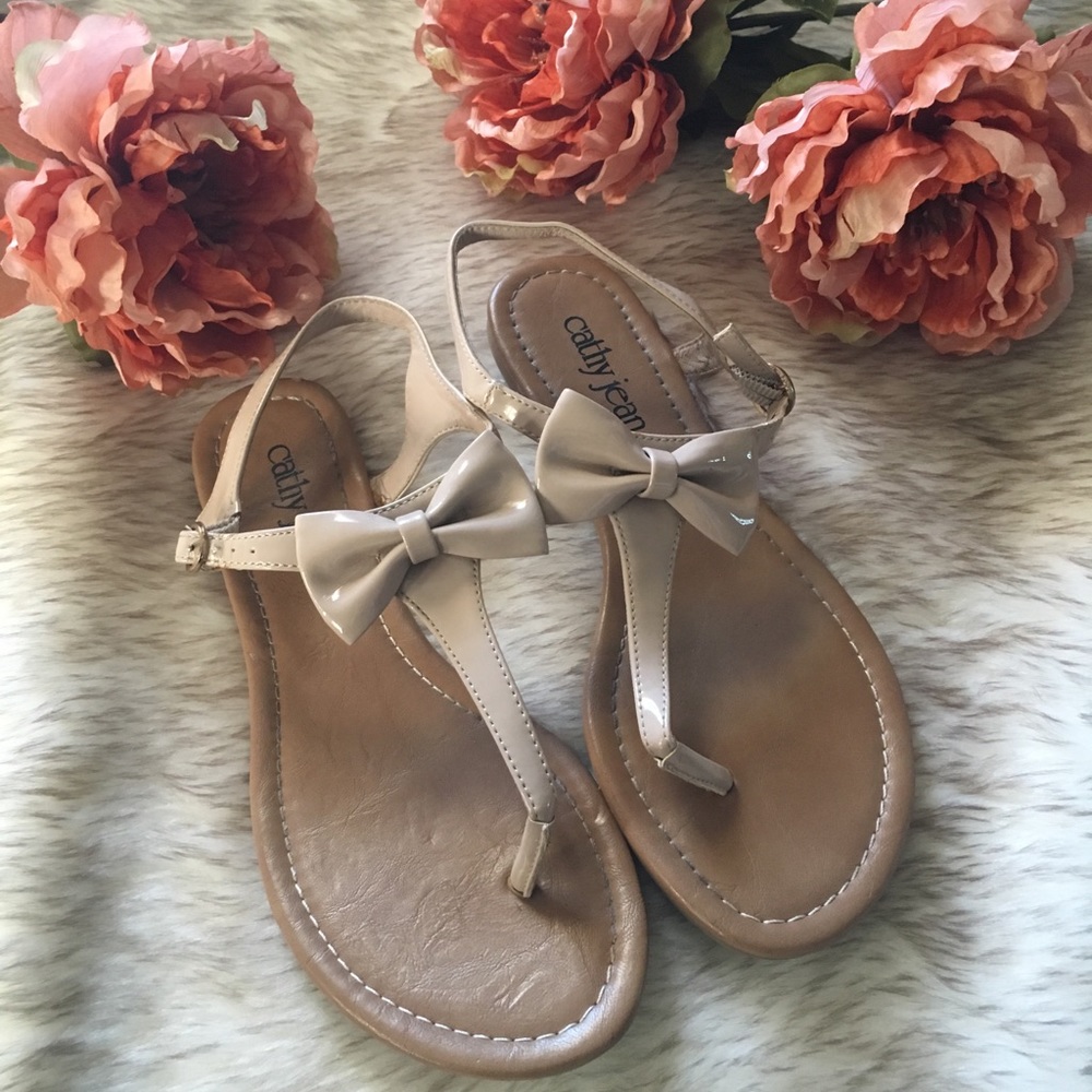 Cathy Jean nude pink bow sandals